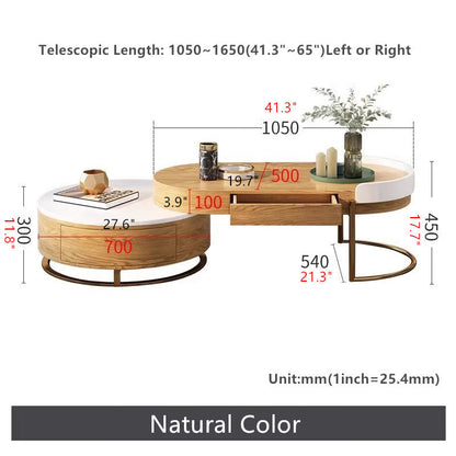 Modern Nordic Light Luxury Round Coffee Table with 4 Storage Drawers