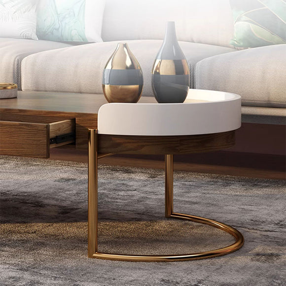 Modern Nordic Light Luxury Round Coffee Table with 4 Storage Drawers