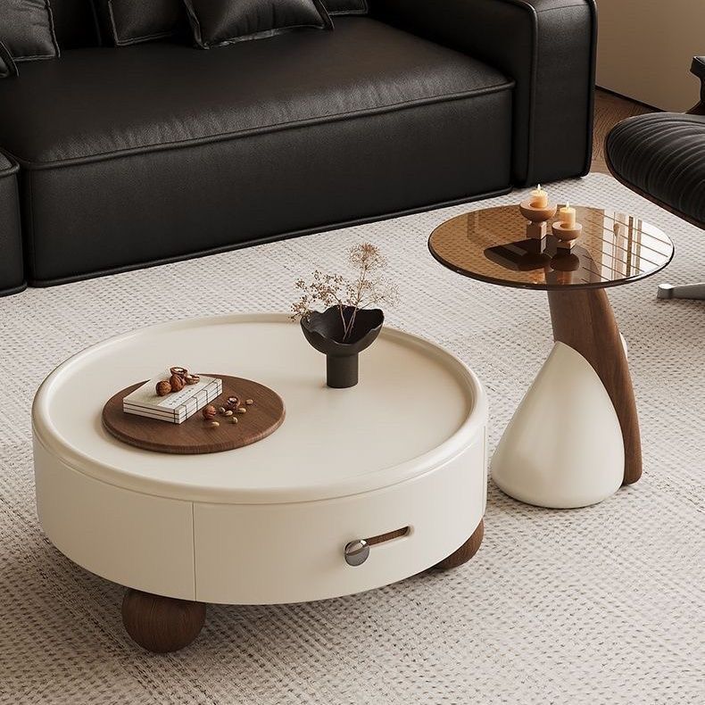 Nordic coffee table set with carbon steel legs and wood grain finish option