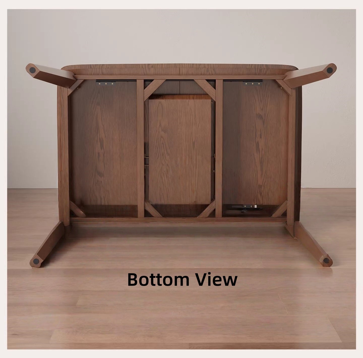 Solid Rubber Wood Expandable Folding Dining Table for Apartments