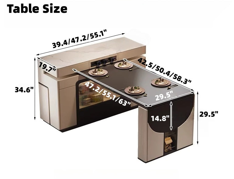 Kitchen Island Dining Set for Small Spaces and Chair Storage