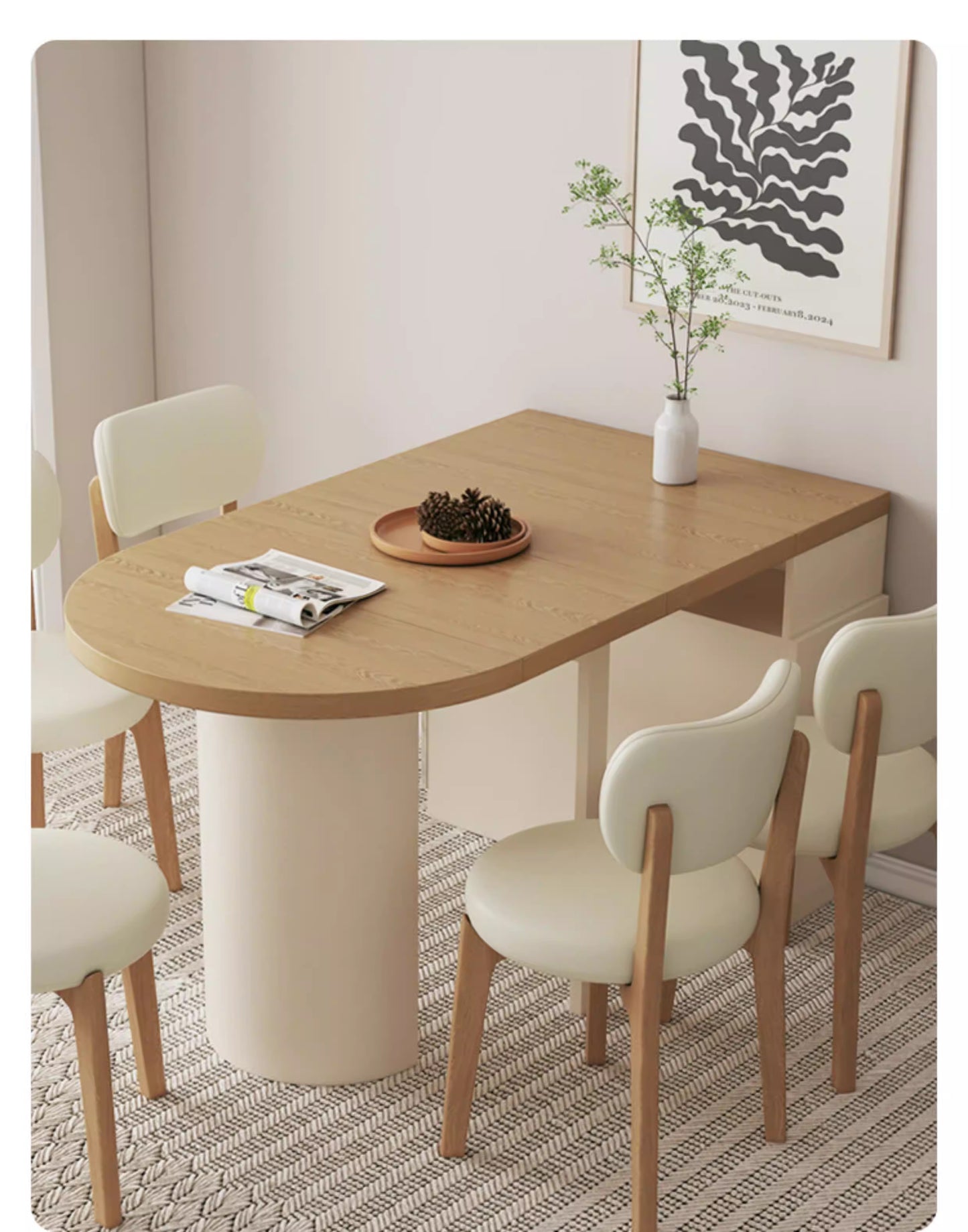 Extendable Dining Table for Small Spaces with Leaf Storage