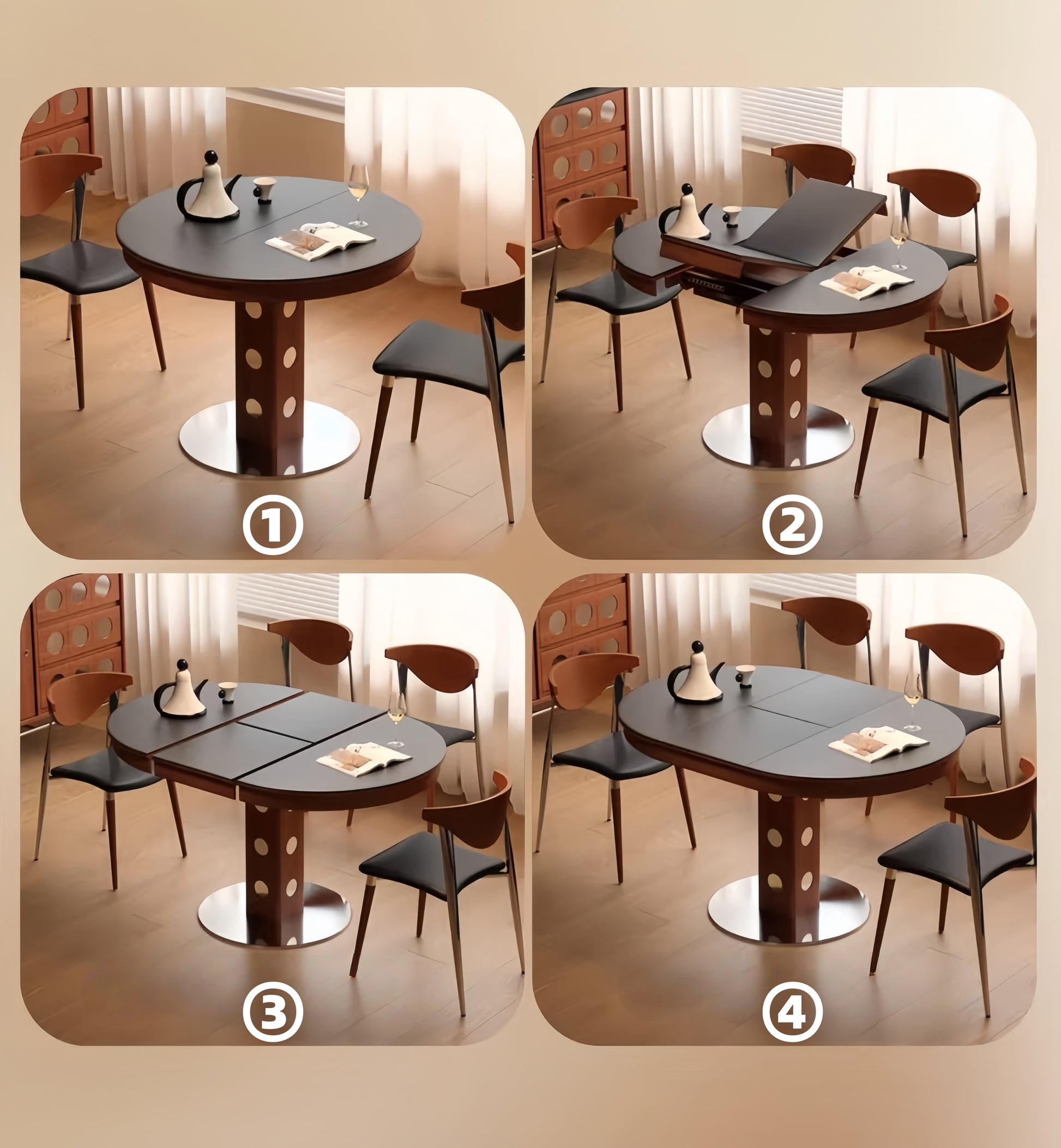 55" Round Extendable Dining Table with Solid Boxwood 2026