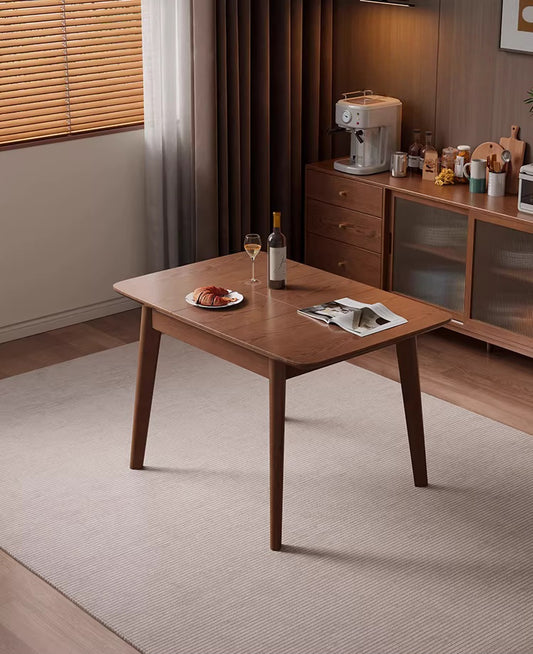 Solid Rubber Wood Expandable Folding Dining Table for Apartments