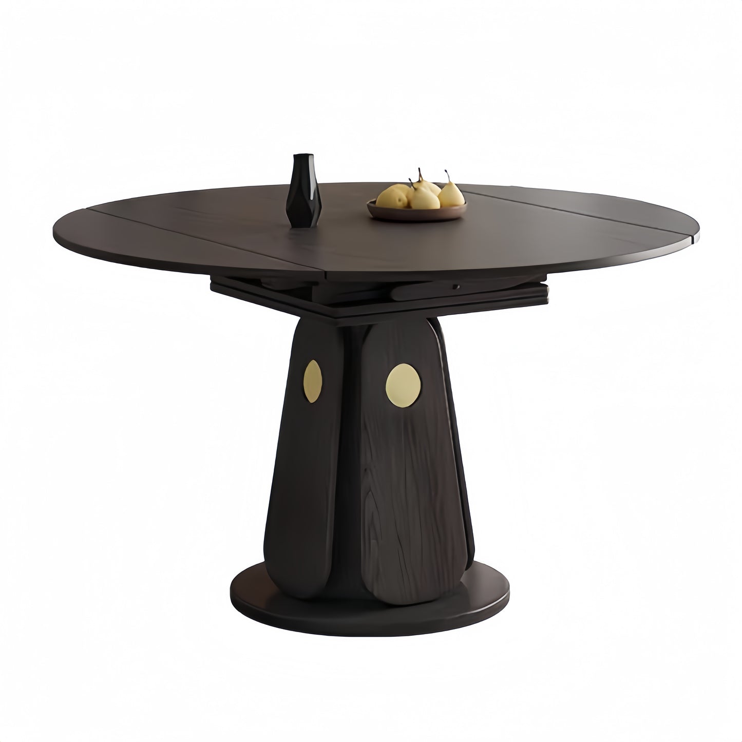 59 inch ash wood extendable round dining table for small space
