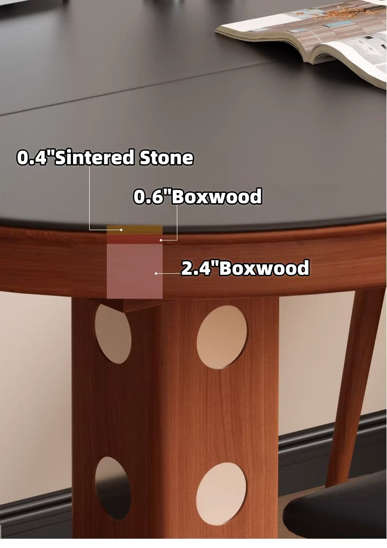 55" Round Extendable Dining Table with Solid Boxwood 2026