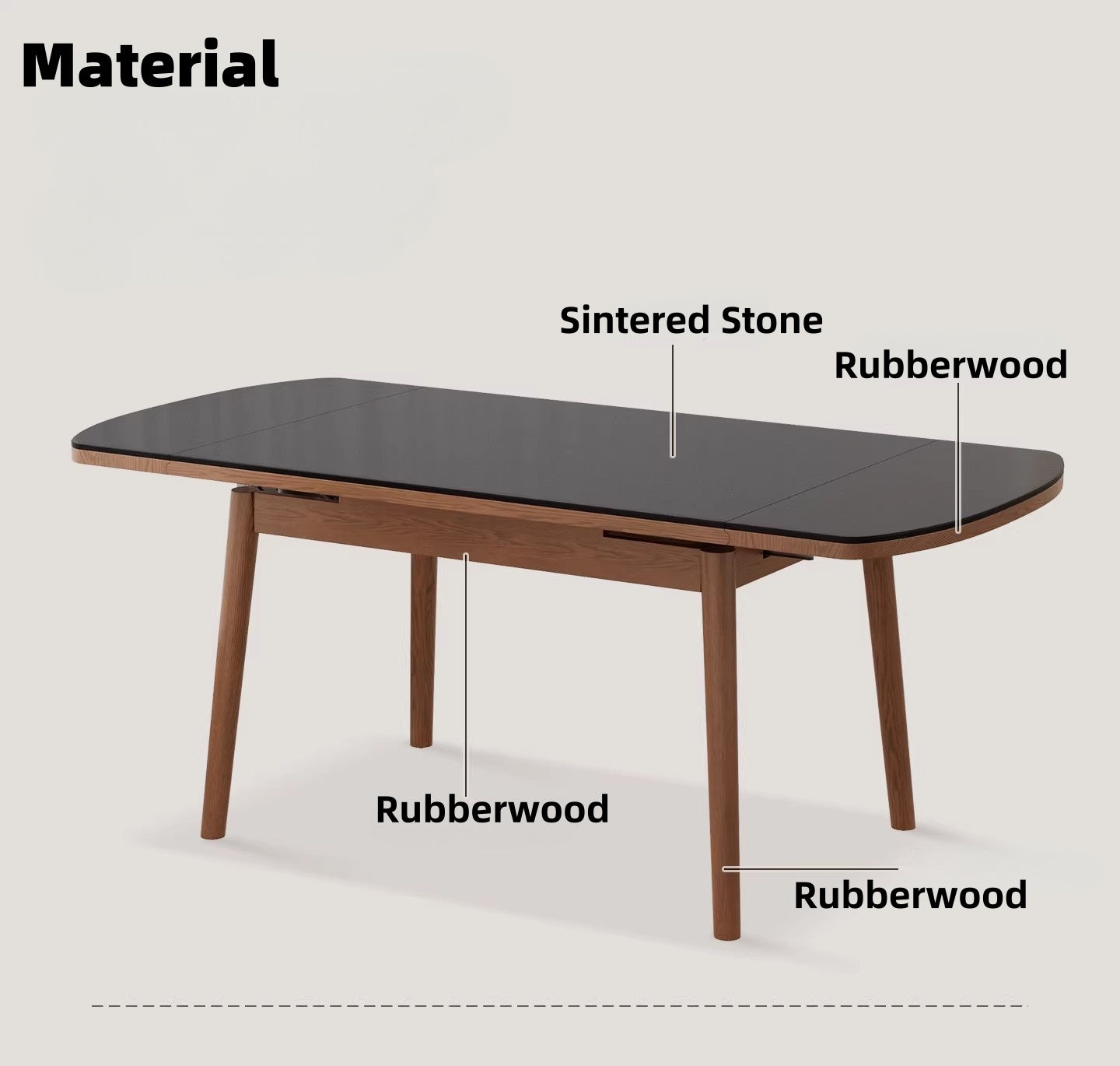 39" Solid Wood Extendable Dining Table for Small Spaces