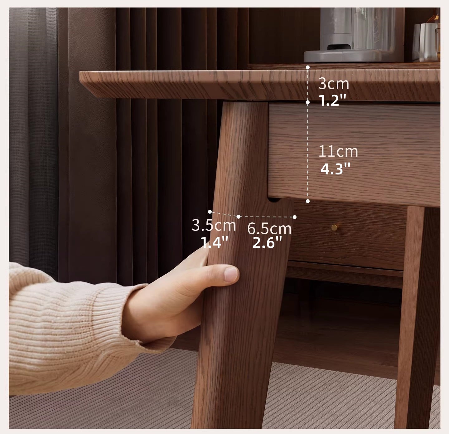 Solid Rubber Wood Expandable Folding Dining Table for Apartments