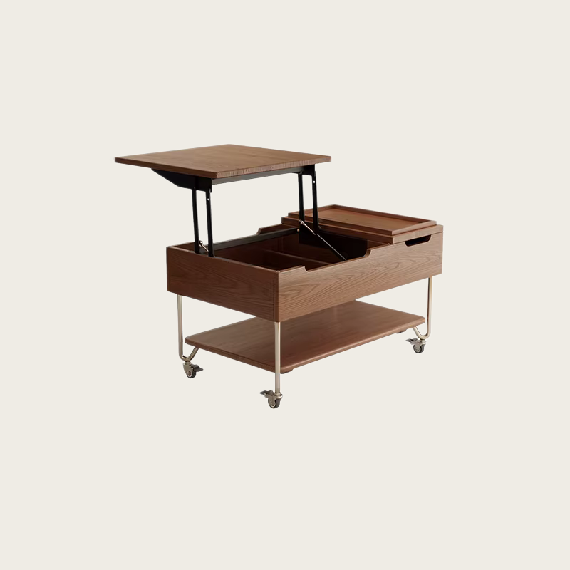 31.5 inch solid rubberwood lift-top coffee table with hidden storage for small apartment