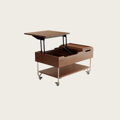 31.5 inch solid rubberwood lift-top coffee table with hidden storage for small apartment