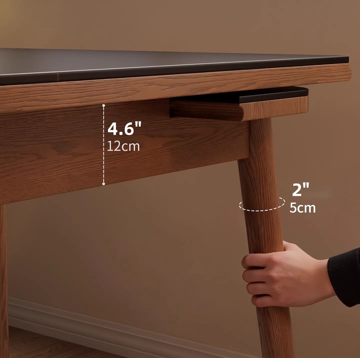 39" Solid Wood Extendable Dining Table for Small Spaces