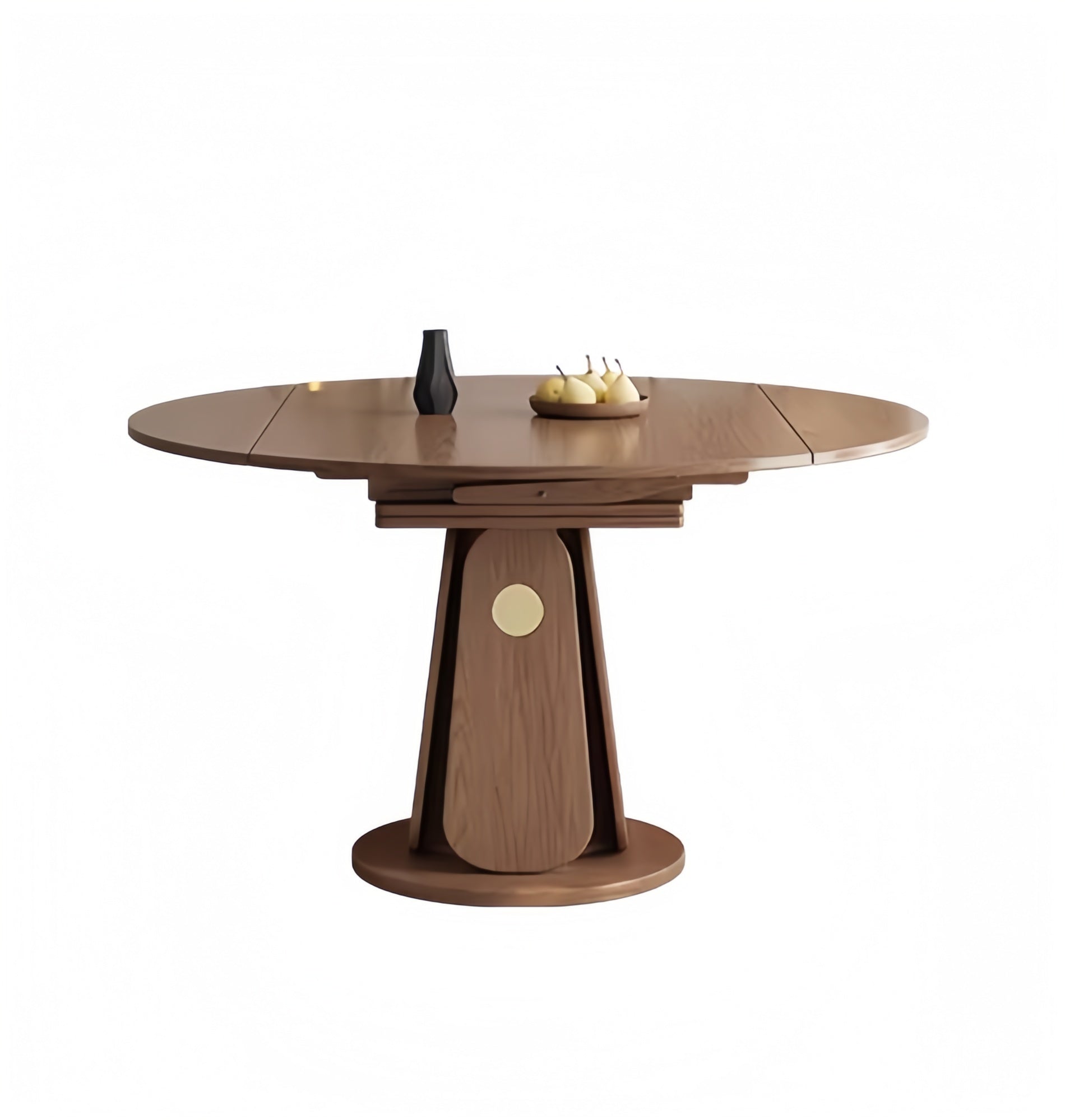 59 inch ash wood extendable round dining table for small space

