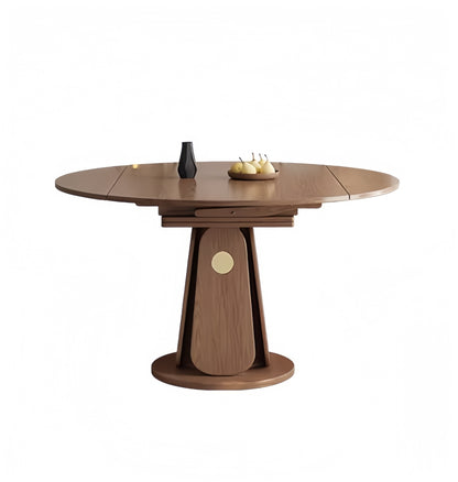 59 inch ash wood extendable round dining table for small space
