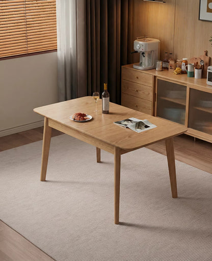 Solid Rubber Wood Expandable Folding Dining Table for Apartments