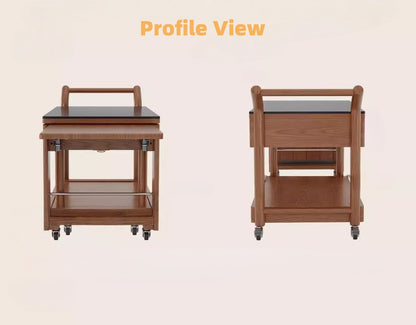 56" Rubberwood Modular Dining Table with IGT Indoor Outdoor
