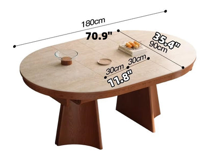 71" Sintered Stone Extendable Dining Table with Solid Ash Wood