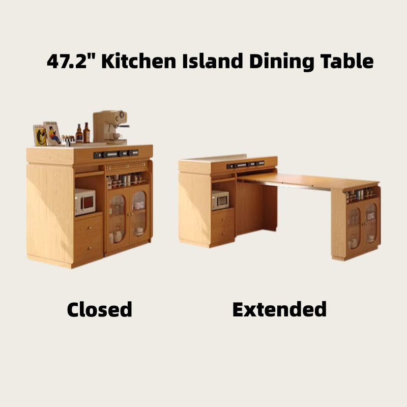47" Extendable Kitchen Island Dining Table for Small Spaces