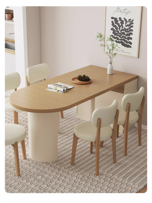 Extendable Dining Table for Small Spaces with Leaf Storage