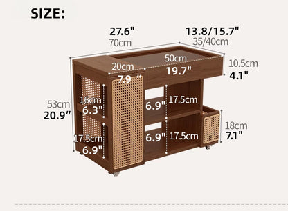 Premium rubberwood and rattan coffee table with tempered glass surface