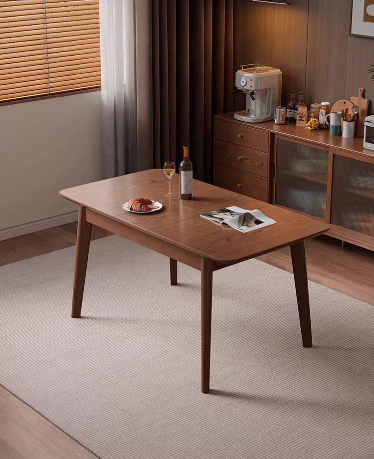 Solid Rubber Wood Expandable Folding Dining Table for Apartments