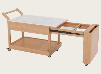 56" Rubberwood Modular Dining Table with IGT Indoor Outdoor