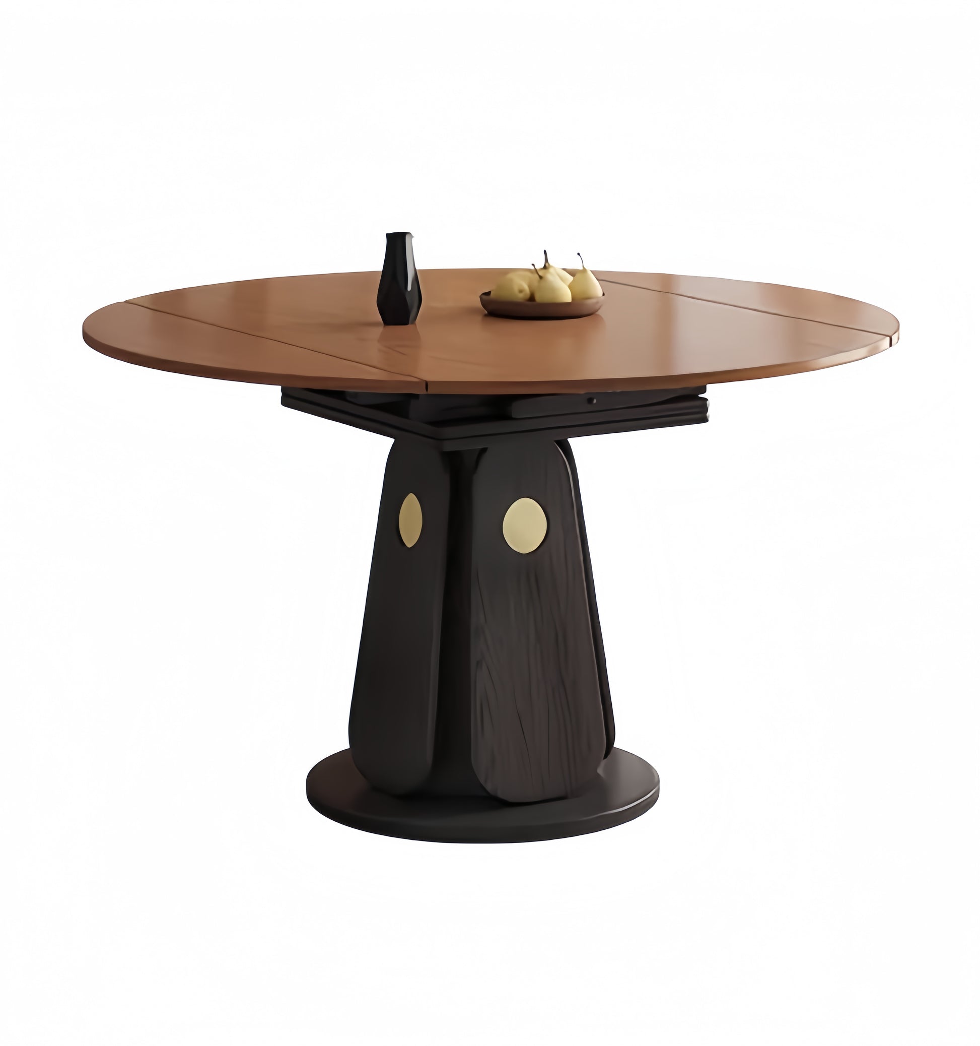 59 inch ash wood extendable round dining table for small space
