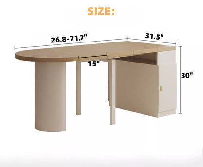 Extendable Dining Table for Small Spaces with Leaf Storage
