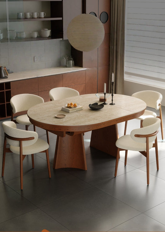 71" Sintered Stone Extendable Dining Table with Solid Ash Wood