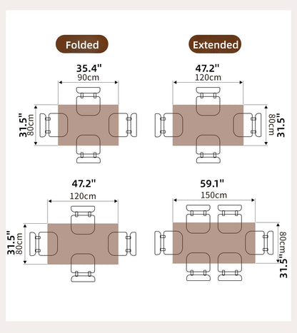 Solid Rubber Wood Expandable Folding Dining Table for Apartments
