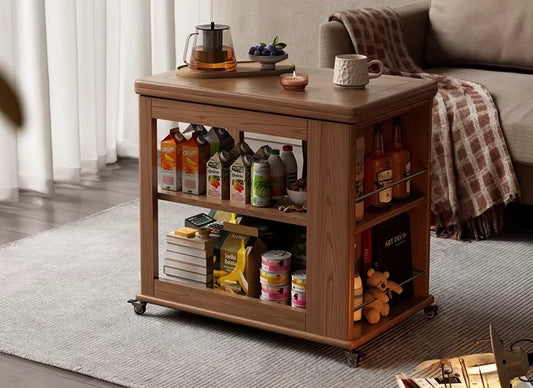  Foldable side table cart with built-in wheels - 4-in-1 multifunction design