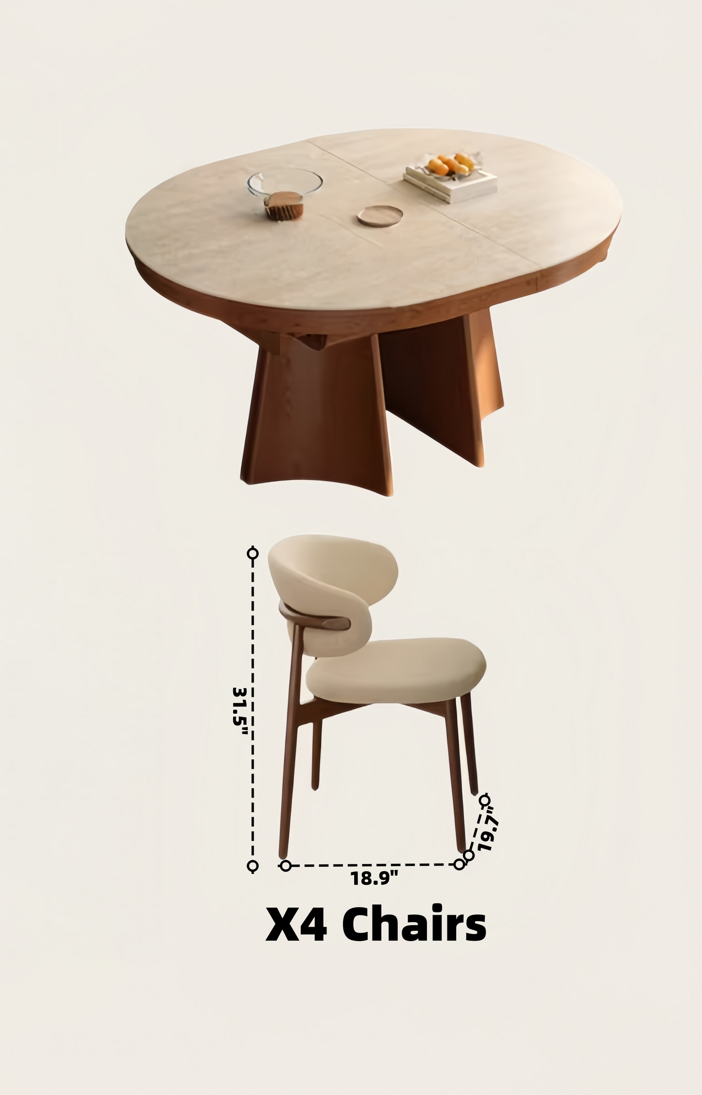 71" Sintered Stone Extendable Dining Table with Solid Ash Wood