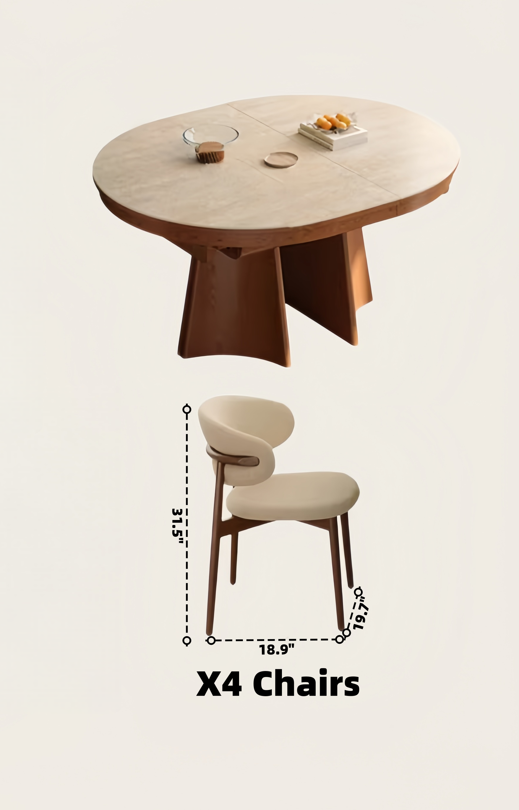 71" Sintered Stone Extendable Dining Table with Solid Ash Wood