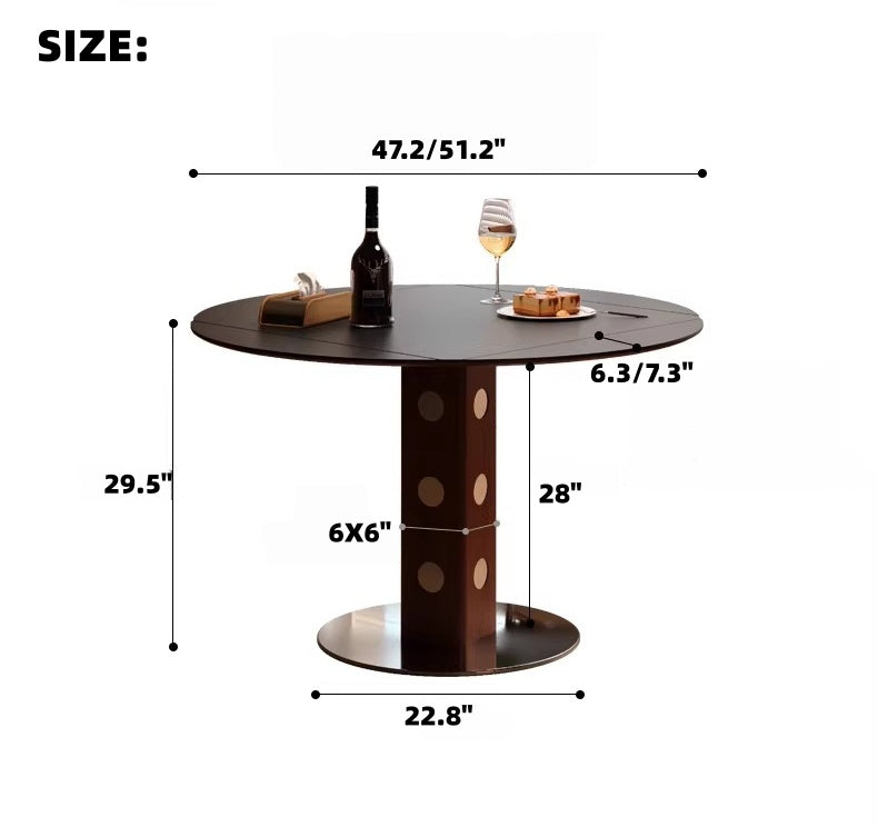 47" Round Foldable Dining Table with 4 Folding Panels