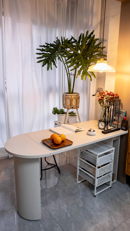 Oval Extendable Dining Table for Small Apartment | 2 to 6 Extendable Dining Table Set