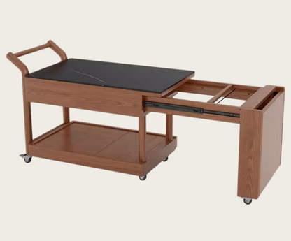 56" Rubberwood Modular Dining Table with IGT Indoor Outdoor