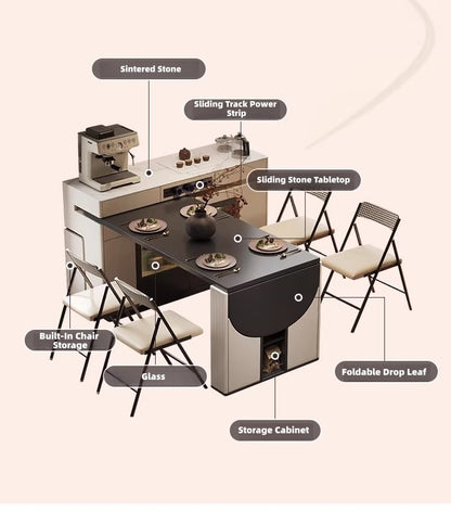 Kitchen Island Dining Set for Small Spaces and Chair Storage