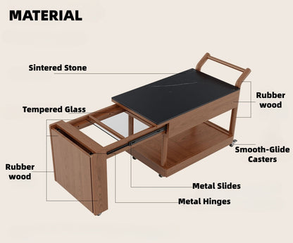 56" Rubberwood Modular Dining Table with IGT Indoor Outdoor