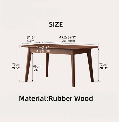 Solid Rubber Wood Expandable Folding Dining Table for Apartments