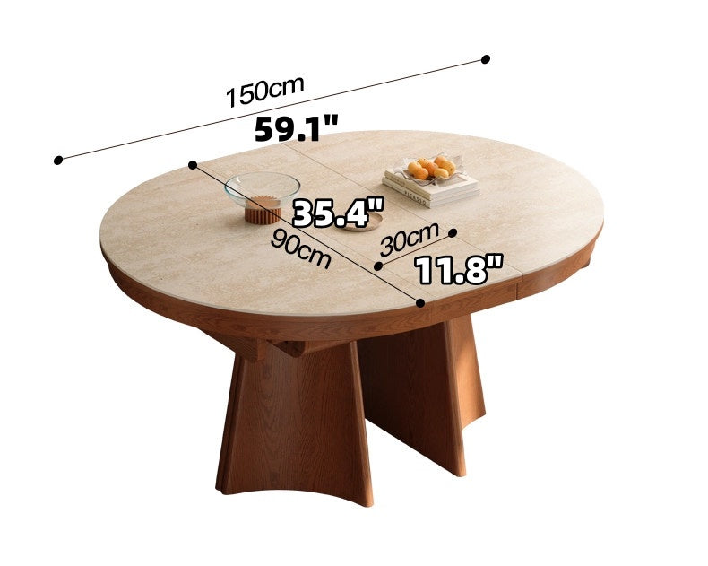 71" Sintered Stone Extendable Dining Table with Solid Ash Wood