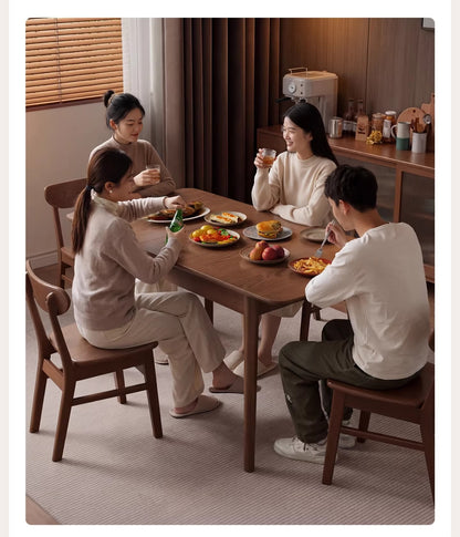 Solid Rubber Wood Expandable Folding Dining Table for Apartments