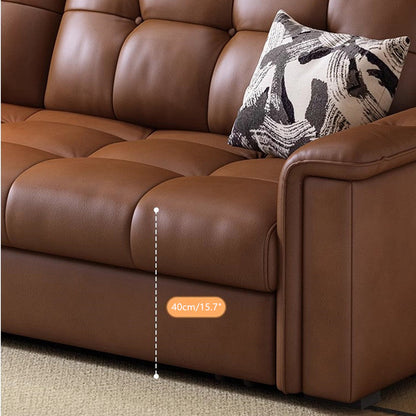 Retro Leathaire Fabric Pull Out Sofa Bed with Underneath Storage