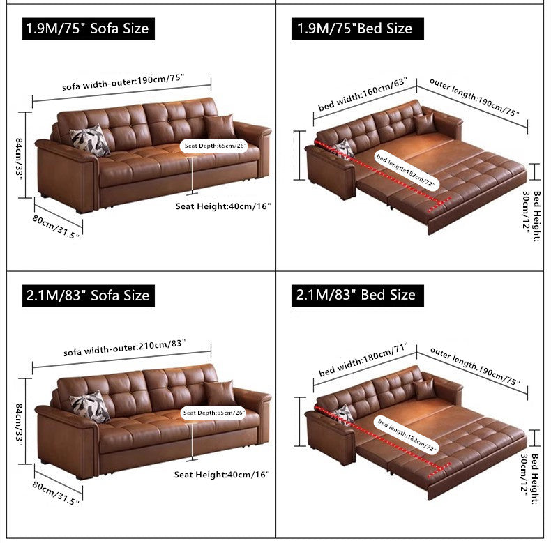 Retro Leathaire Fabric Pull Out Sofa Bed with Underneath Storage
