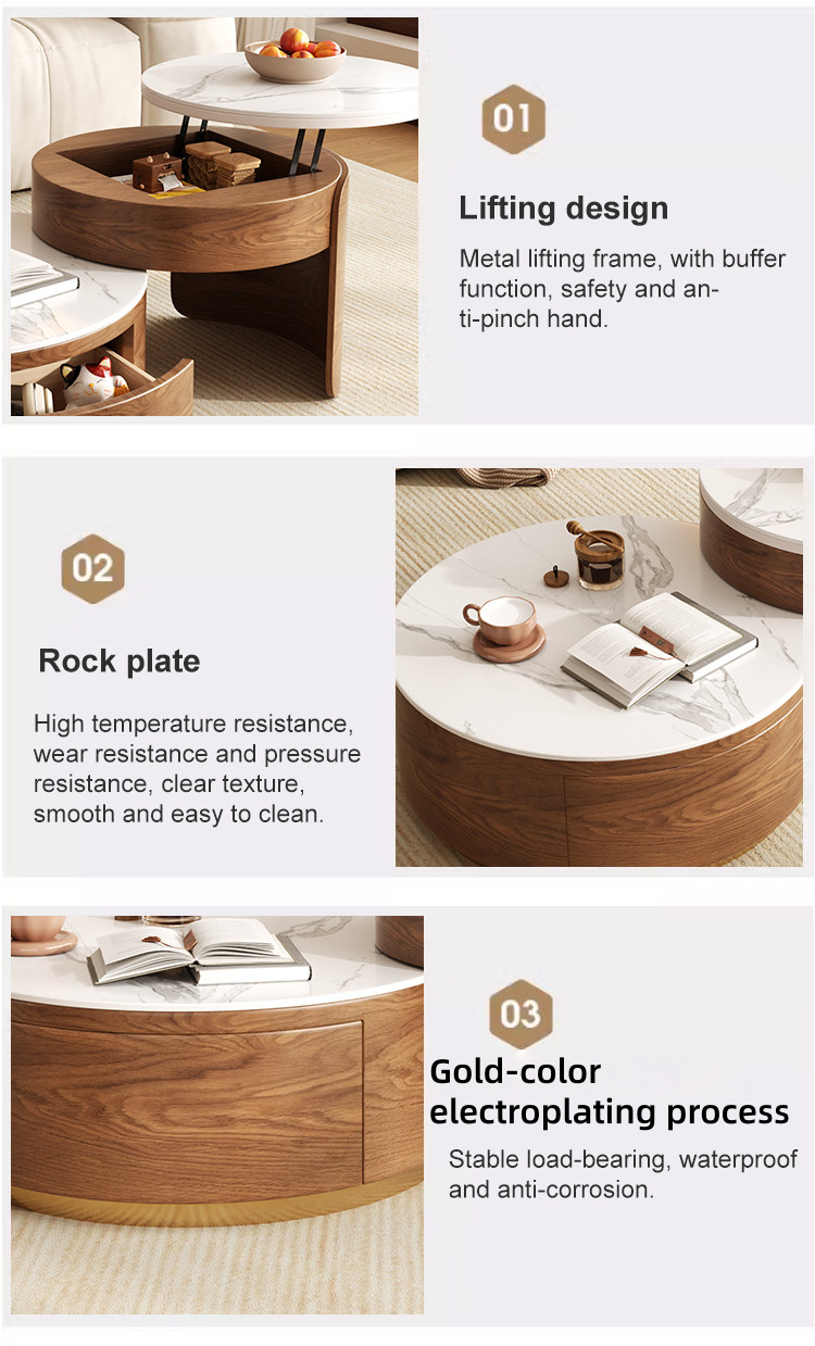 Round coffee table with storage Italian minimalist design
