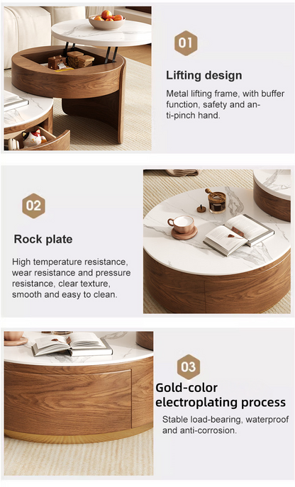 Round coffee table with storage Italian minimalist design
