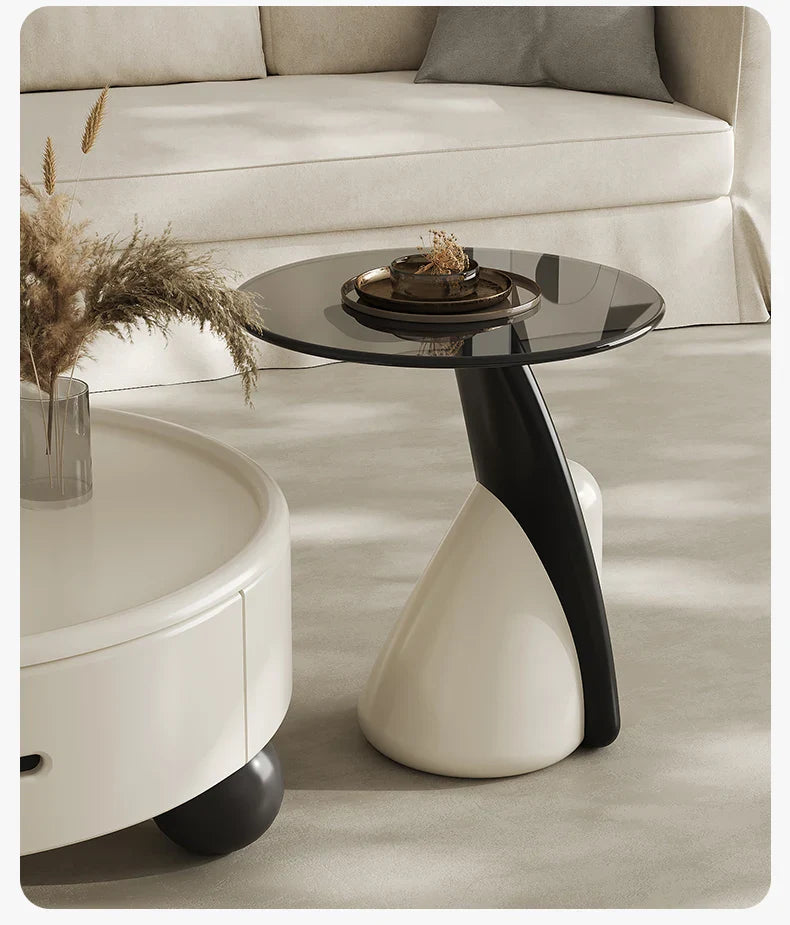 Nordic round coffee table with stable load-bearing up to 160 lbs