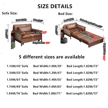 Rattan Weaving Armrests Leathaire Fabric Retro Sofa Bed with Underneath Storage