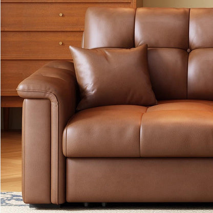 Retro Leathaire Fabric Pull Out Sofa Bed with Underneath Storage