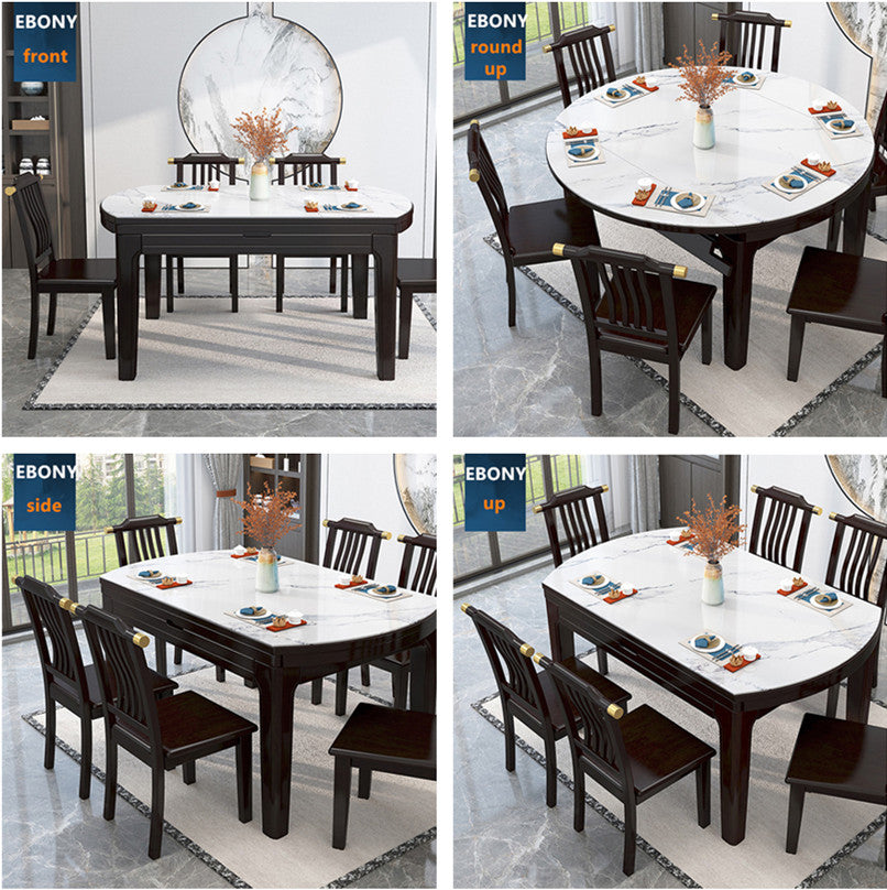 2 In 1 Marble Table Top Dining Table Set