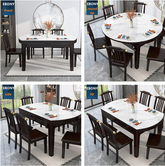 2 In 1 Marble Table Top Dining Table Set