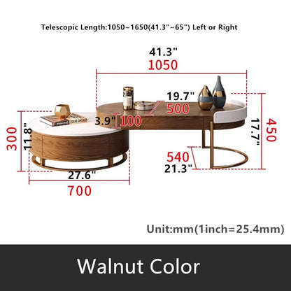 Modern Nordic Light Luxury Round Coffee Table with 4 Storage Drawers